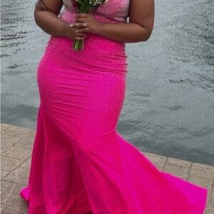 Ellie Wilde Vibrant Pink Prom Dress